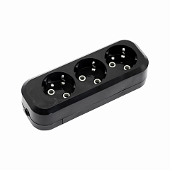 Колодка POWER (3 места 2p+pe с/з 16А/3,5кВт/220В) Черная UNIT (1/100)