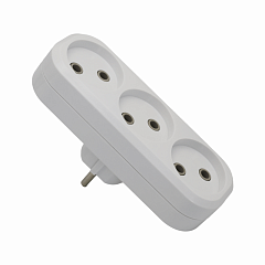 Тройник POWER (3 места 2p 10A/2,2кВт/220В) Белый UNIT (1/10/100)