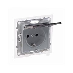 SUNO Силовая розетка 2К+З 16А 250В. С крышкой IP21 с з/ш, б/з Цвет "Алюминий" Legrand E-PRO