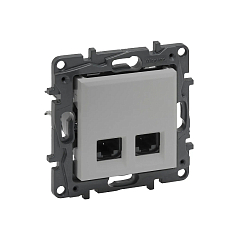 Роз. RJ45+RJ45 кат 5Е механизм б/рамки NLST алюминий 863360 Legrand (5)