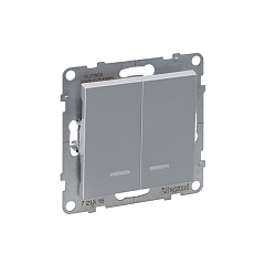 Выкл. 2-кл. с инд. 10А б/рамки, авт.клеммы, SUNO алюминий 721315 Legrand (5)