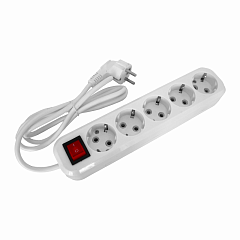 Удлинитель POWER (5 мест 2p+pe+выкл с/з 5м. 3х1мм2 16А/3,5кВт/220В) Белый UNIT (1/40)