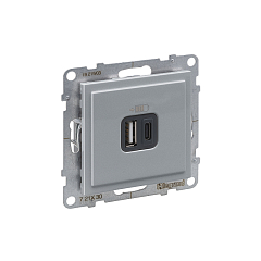 Роз. USB А+C - 2 порта с/у б/рамки SUNO алюминий 721330 Legrand (5)