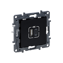 Роз. USB А+C - 2 порта с/у б/рамки NLST чёрный 863540 Legrand (1)