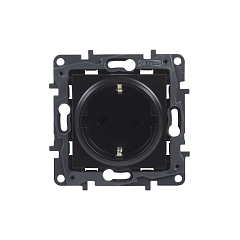 NILOE Розетка силовая 2К+З со шторками 16А, 250 В автоматические клеммы, цвет Чёрный Legrand E-PRO