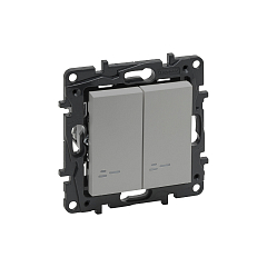 Выкл. 2-кл. с инд. 10А б/рамки, авт.клеммы, NLST алюминий 863315 Legrand (10)